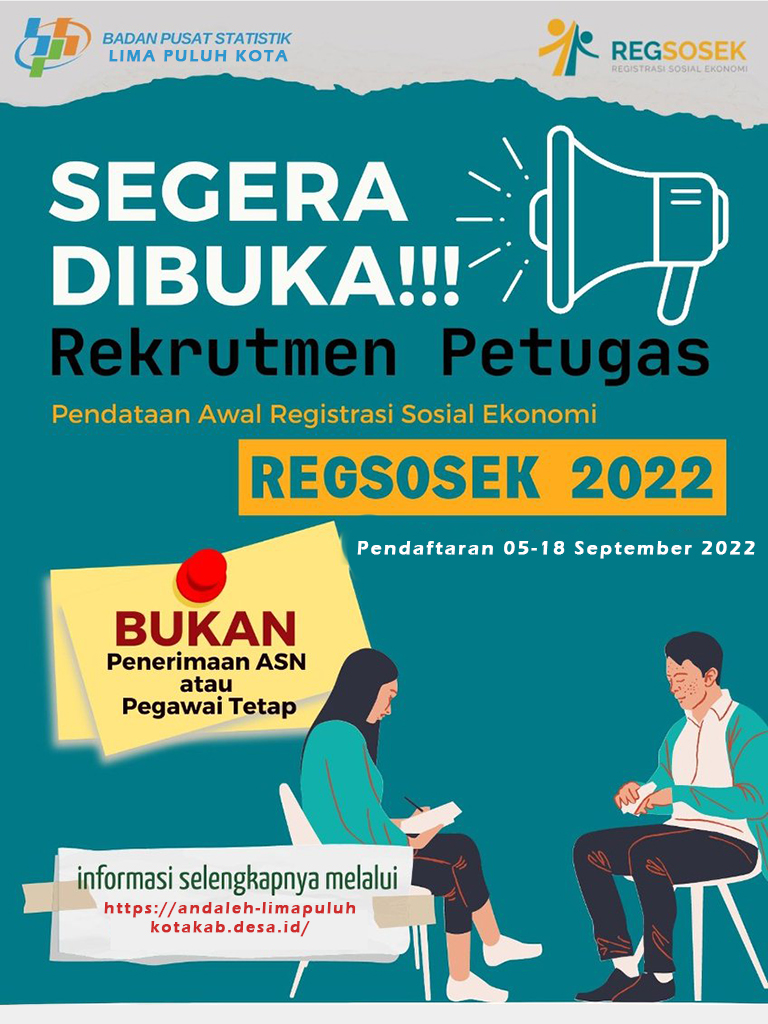 REKRUTMEN  PETUGAS PENDATAAN (REGSOSEK) 2022